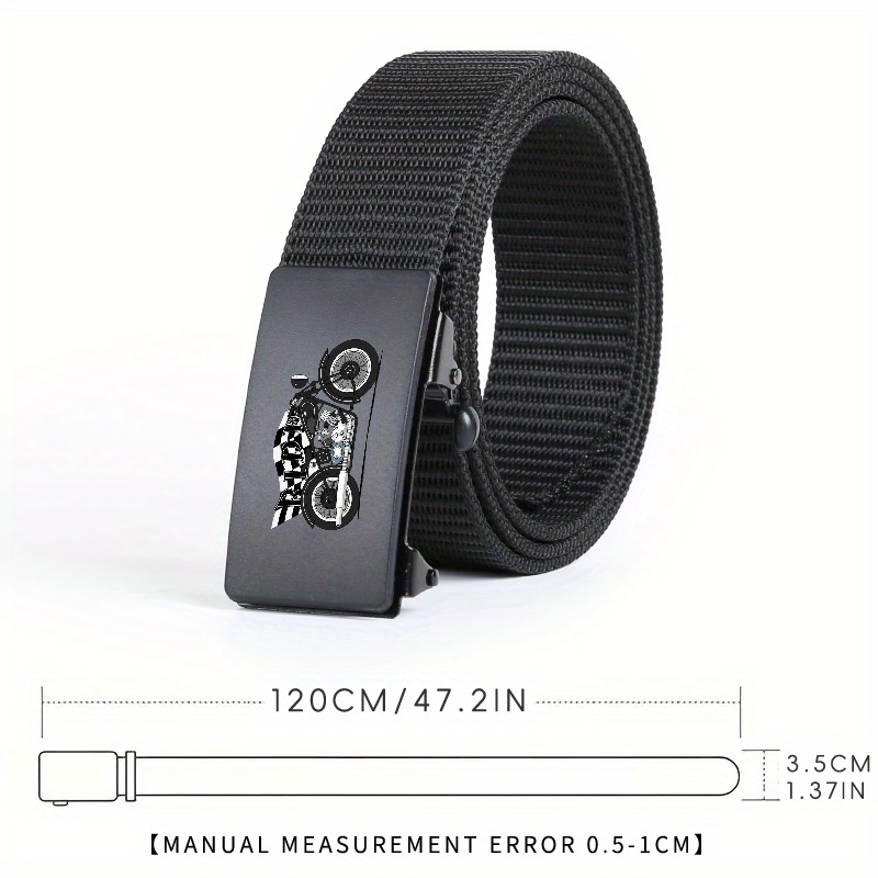 Men's Motorcycle Buckle Belt Woven Polyester Auto Closure